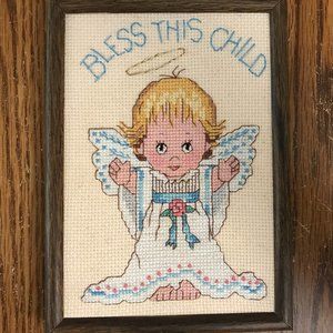 Vintage Baby Angel cross stitch decor
